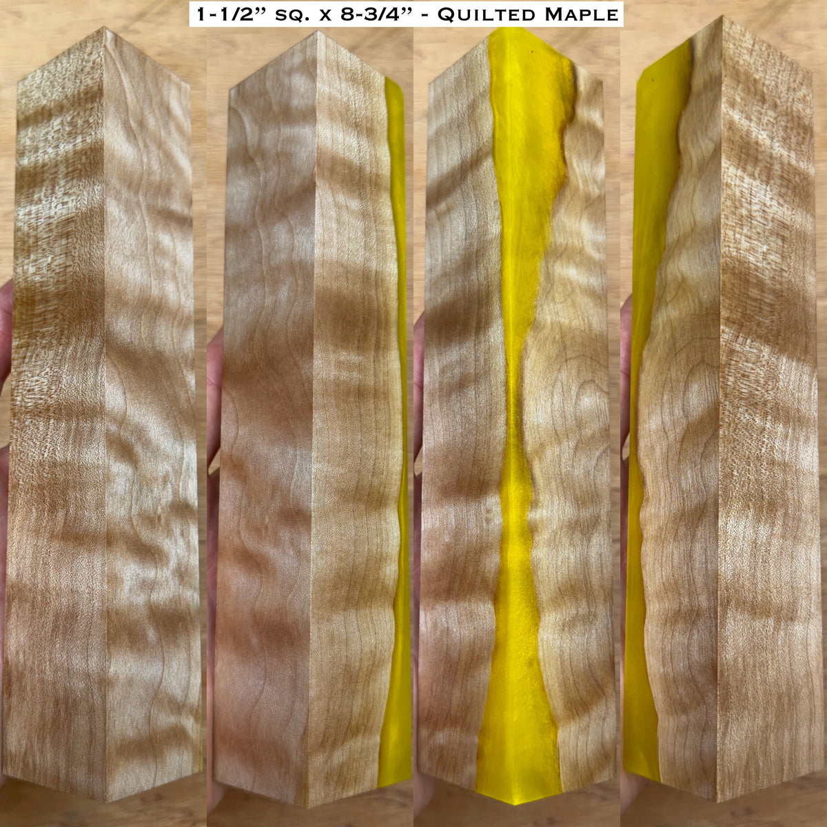 Stabilized Quilted Maple 8-3/4” Hybrid Call / Handle Blank