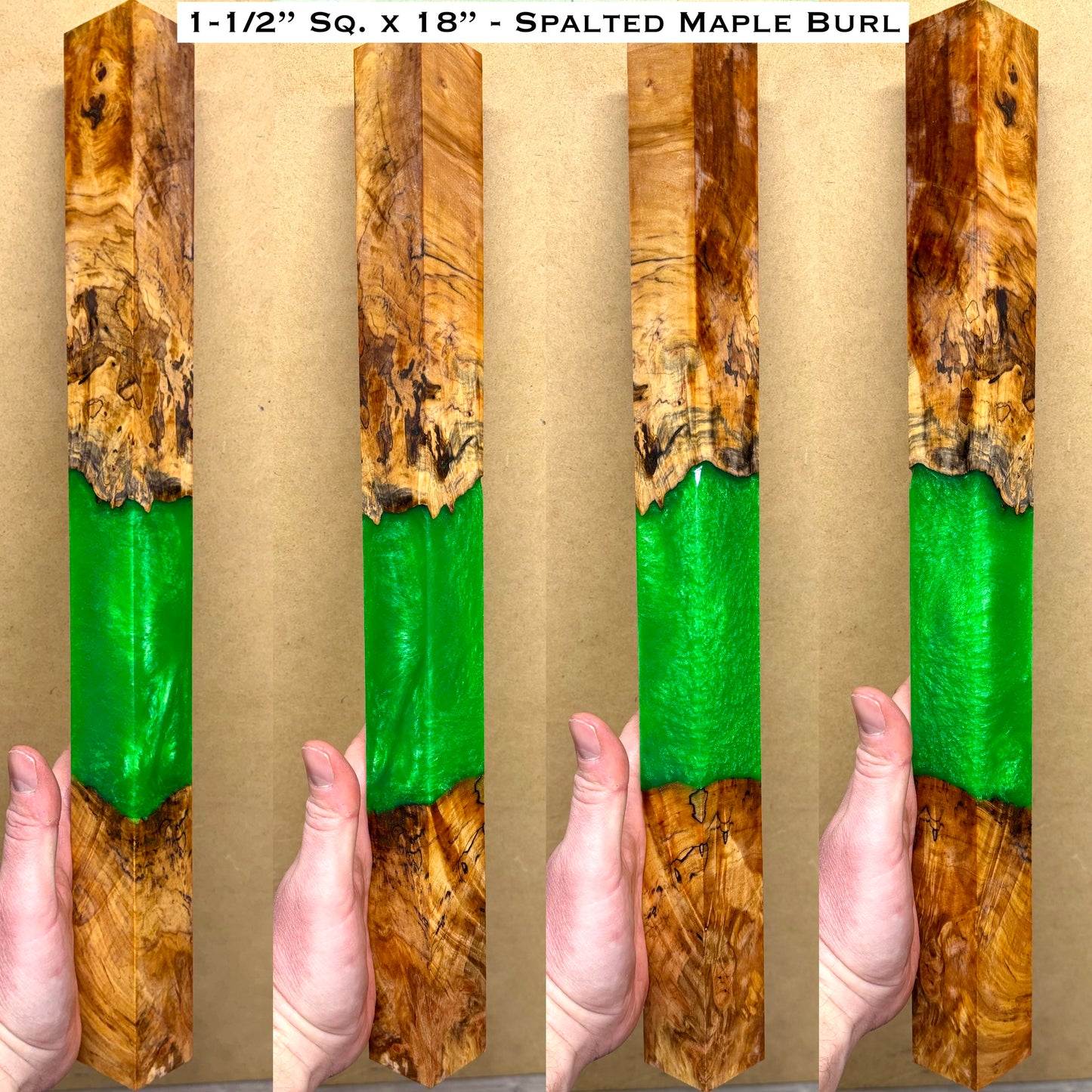 Stabilized Spalted Maple Burl 18” Hybrid XL Call / Cue Block