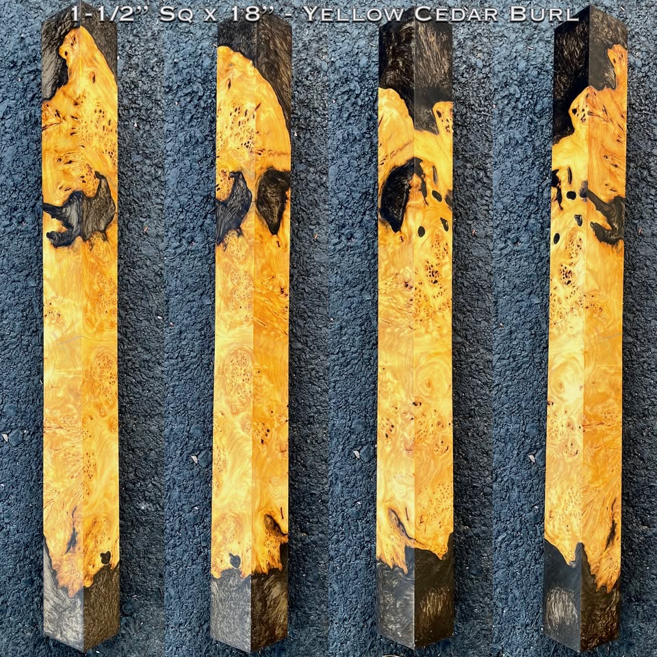 Stabilized Yellow Cedar Burl 18” Hybrid Cue Block