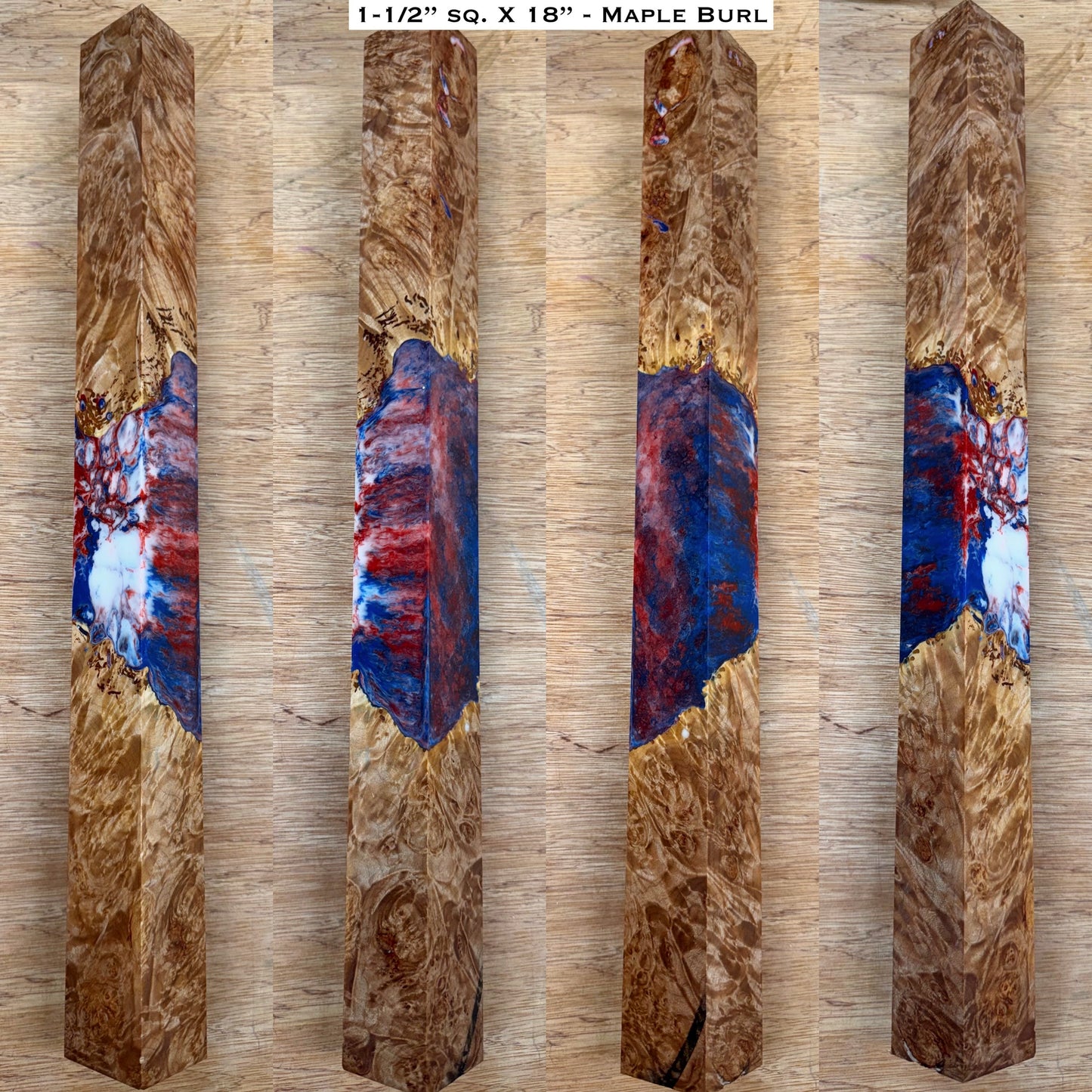 Stabilized Maple Burl 18” Hybrid XL Call / Cue Block