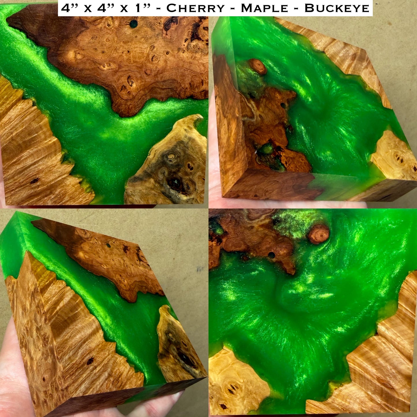 Stabilized Cherry/Maple/Buckeye Burl Hybrid Turkey Pot Call Block