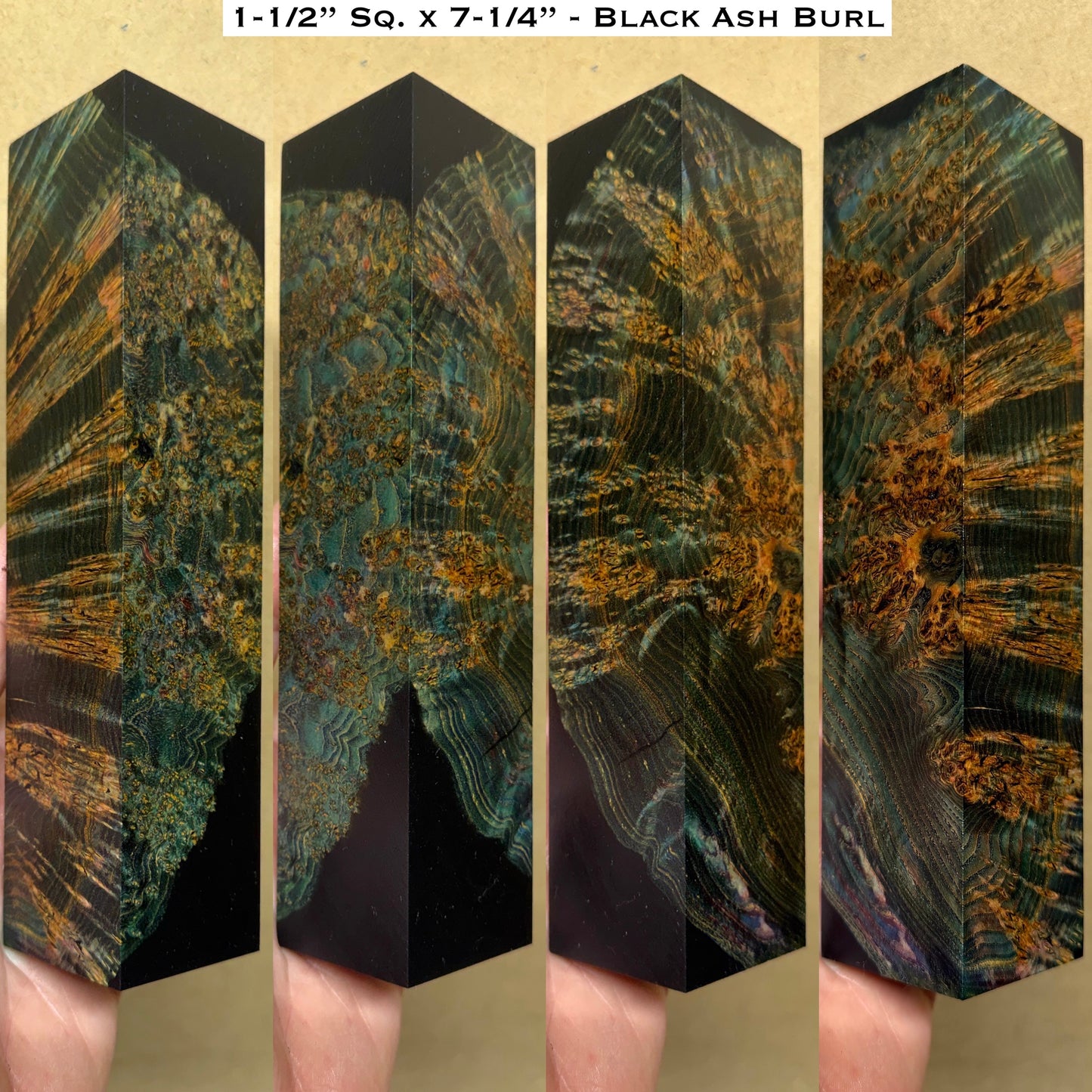 Dye Stabilized Black Ash Burl 7-1/4” Hybrid Call Blank