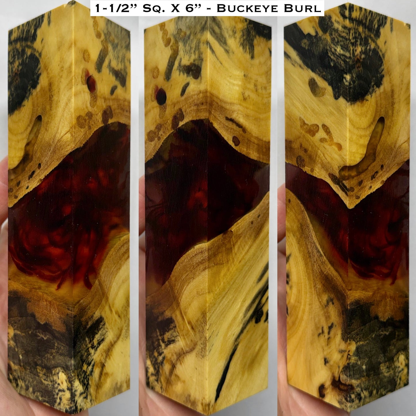 “Blood in the Water” Stabilized Buckeye Burl 6” Hybrid Duck Call / Handle Blank