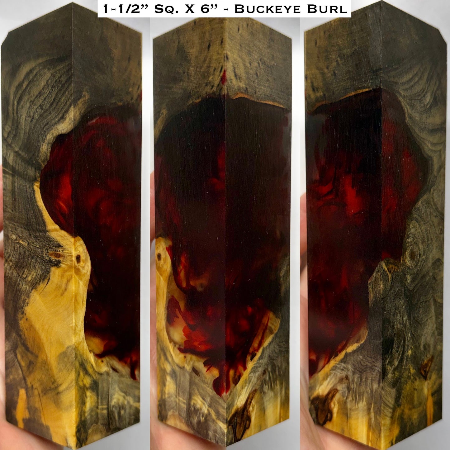 “Blood in the Water” Stabilized Buckeye Burl 6” Hybrid Duck Call / Handle Blank