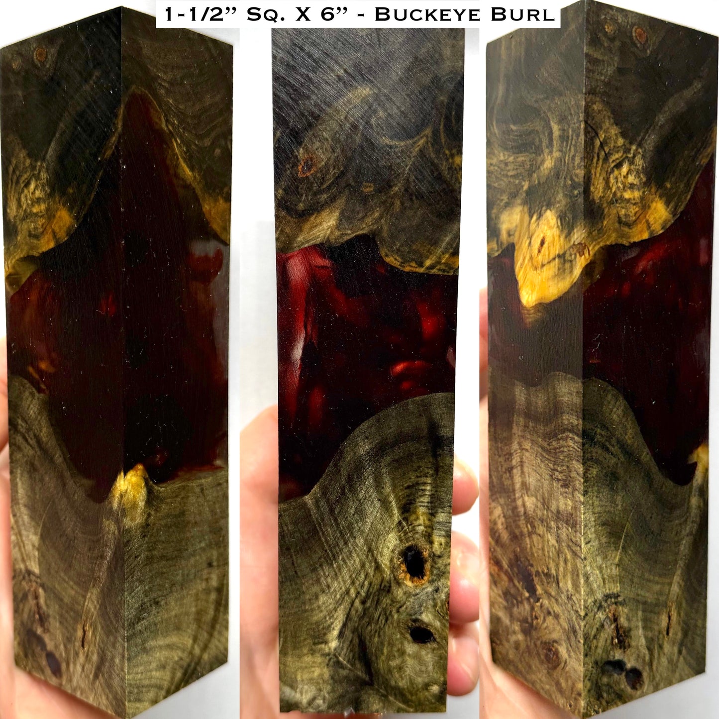 “Blood in the Water” Stabilized Buckeye Burl 6” Hybrid Duck Call / Handle Blank