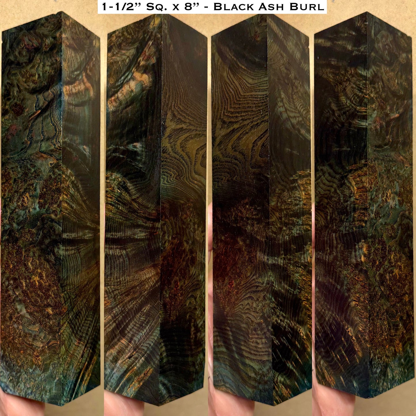Dye Stabilized Black Ash Burl 8” Hybrid XL Call / Cue Block