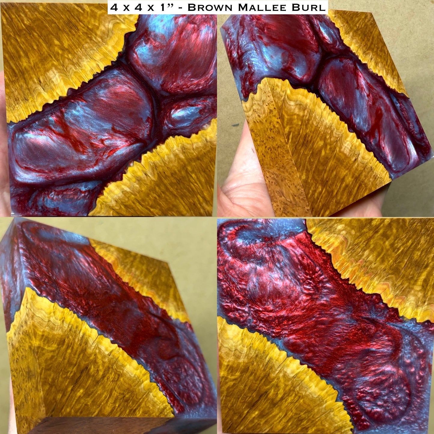 Stabilized Brown Mallee Burl Hybrid Turkey Pot Call Block