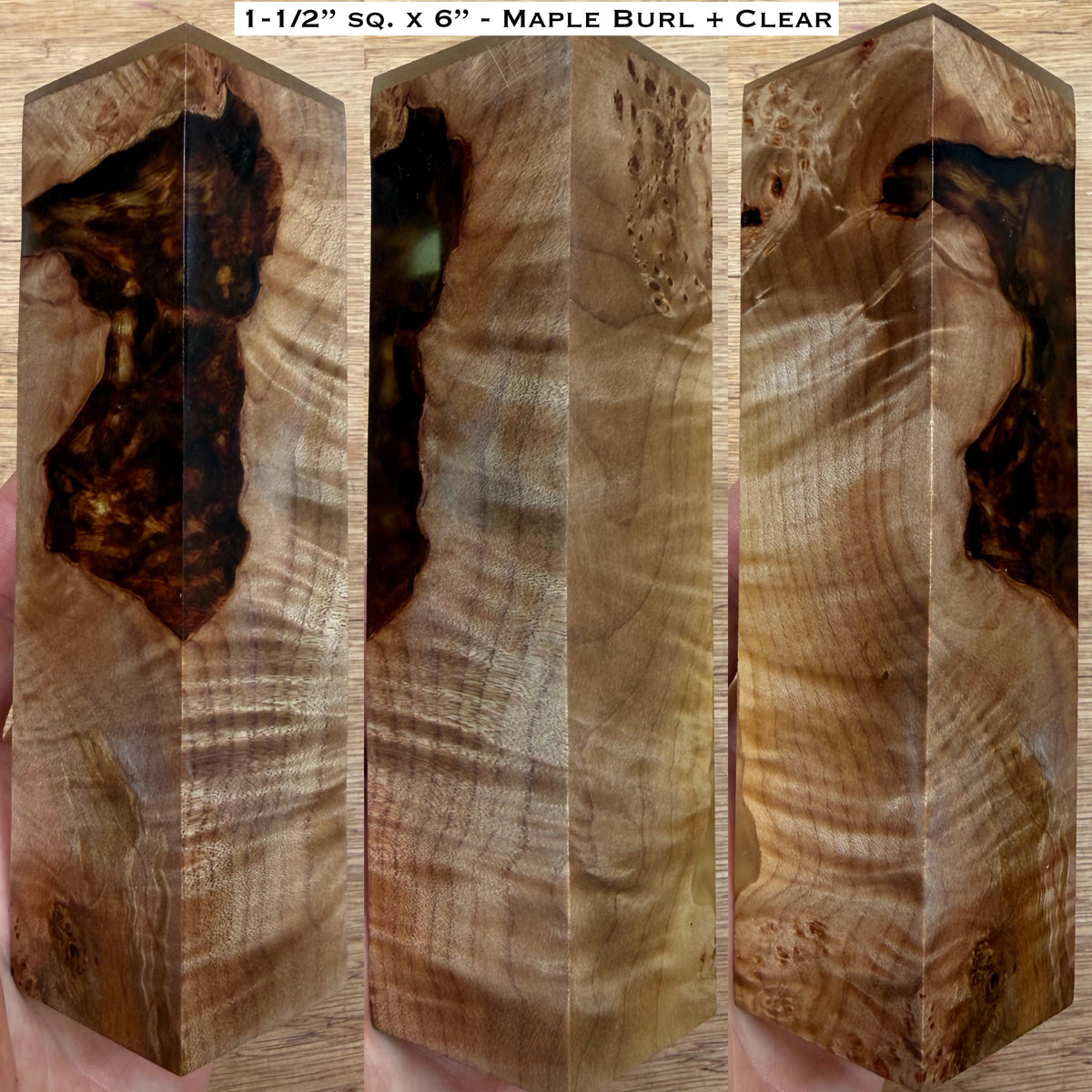 Stabilized Maple Burl 6” Hybrid Call / Handle Blank