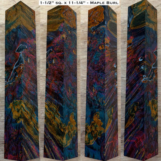 Dye Stabilized Maple Burl 11-1/4” Hybrid XL Call / Cue Blank