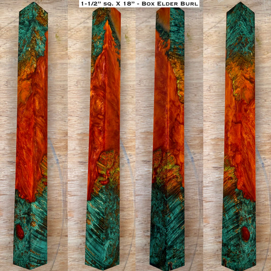 Dye Stabilized Box Elder Burl 18” Hybrid XL Call / Cue Blank