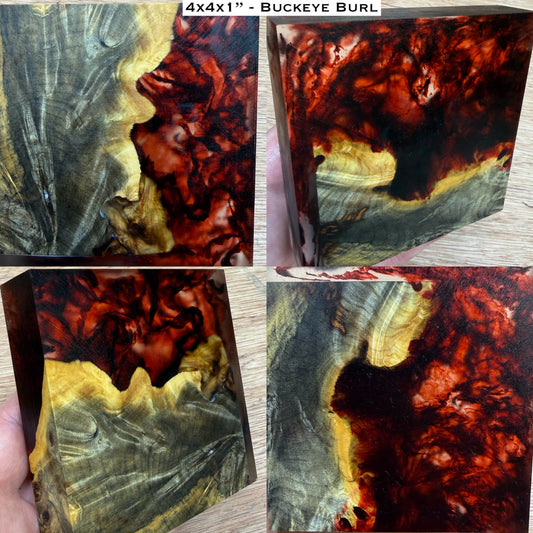 “Blood in the Water” Stabilized Buckeye Burl Hybrid Turkey Pot Call Block
