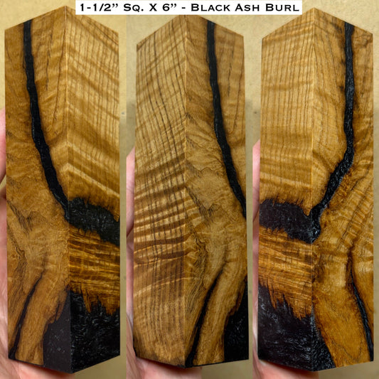 (Set of 3) Stabilized Black Ash Burl 6” Hybrid XL Call / Cue Blanks