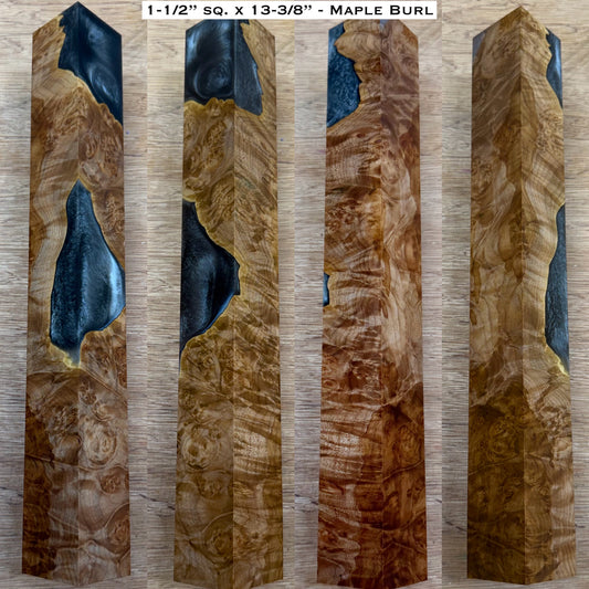 Stabilized Maple Burl 13-3/8” Hybrid XL Call / Cue Blank