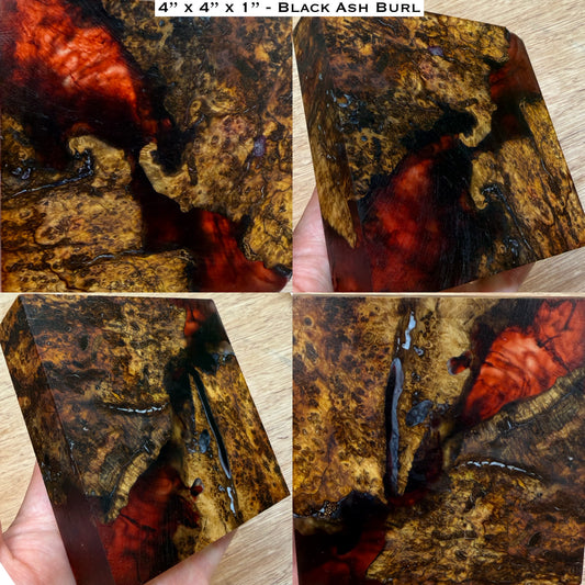 “Blood in the Water” Stabilized Black Ash Burl Hybrid Turkey Pot Call Block