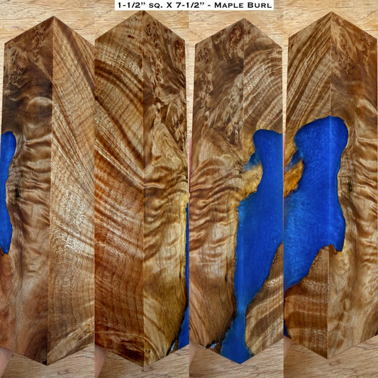 Dye Stabilized Maple Burl 7-1/2” Hybrid Call Blank