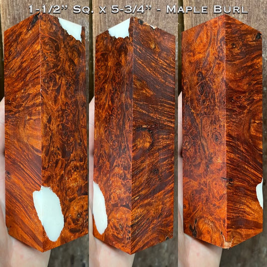 Stabilized Maple Burl 5-3/4” Hybrid Duck Call / Handle Blank