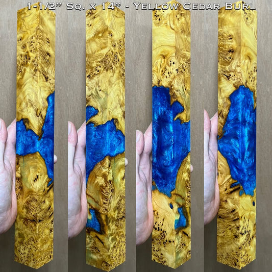 Stabilized Yellow Cedar Burl 14” Hybrid Cue Block