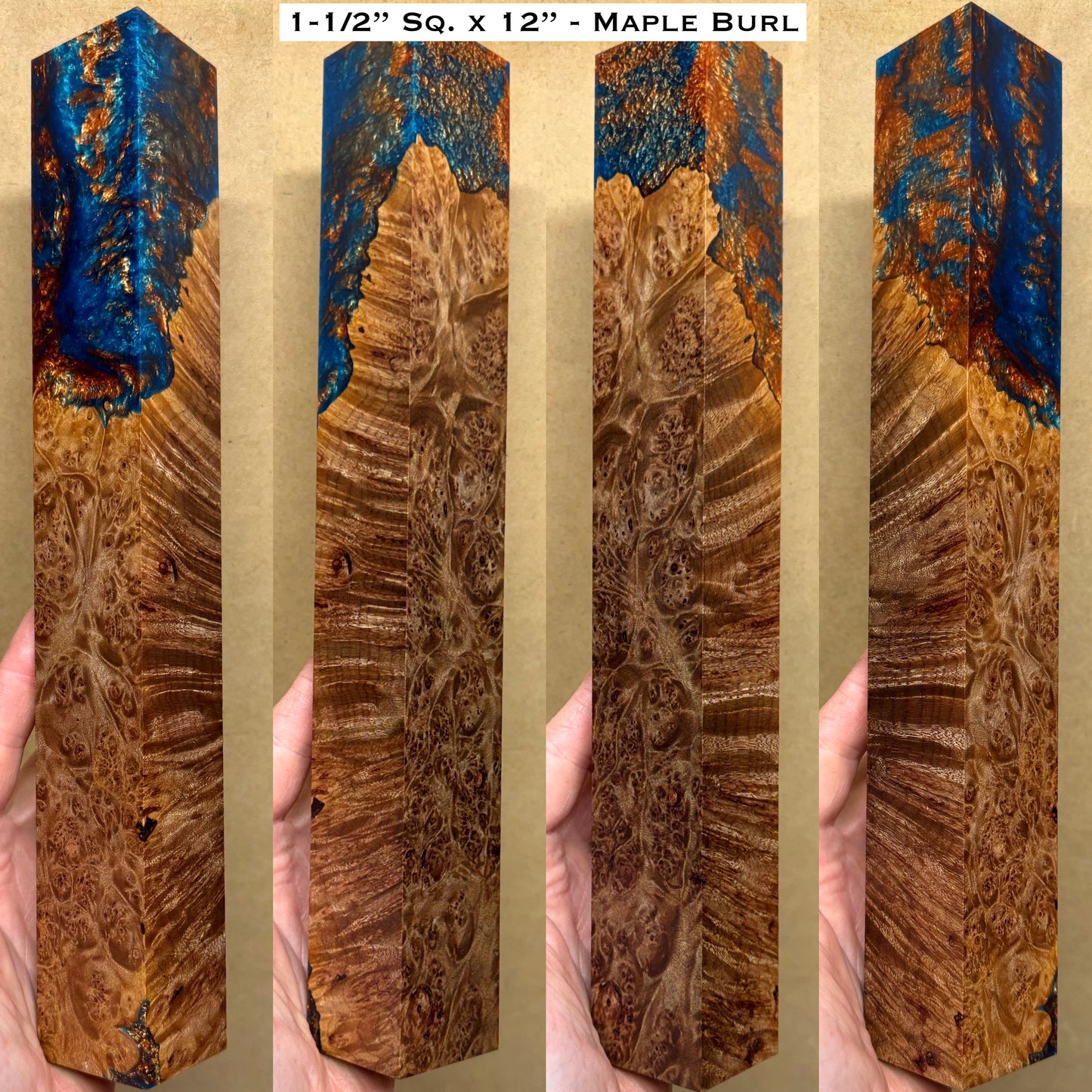 Stabilized Maple Burl 12” Hybrid XL Call / Cue Block