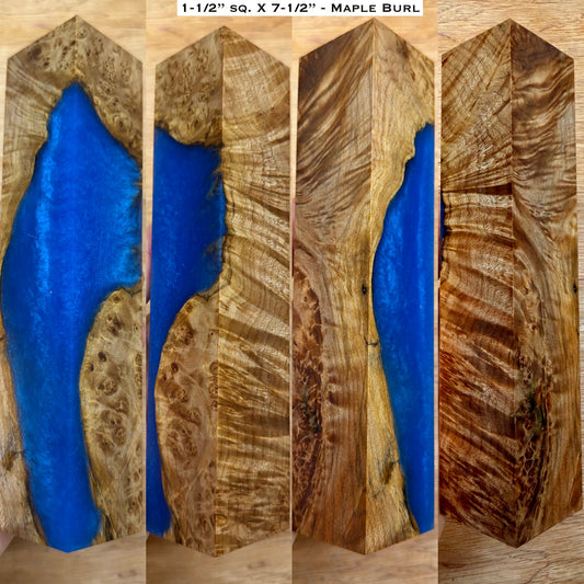 Dye Stabilized Maple Burl 7-1/2” Hybrid Call Blank
