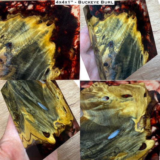 “Blood in the Water” Stabilized Buckeye Burl Hybrid Turkey Pot Call Block