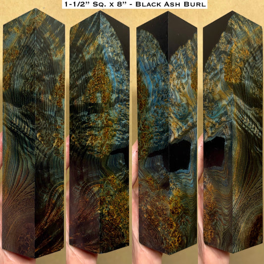 Dye Stabilized Black Ash Burl 8” Hybrid XL Call / Cue Block