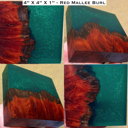 Stabilized Red Mallee Burl Hybrid Turkey Pot Call Block