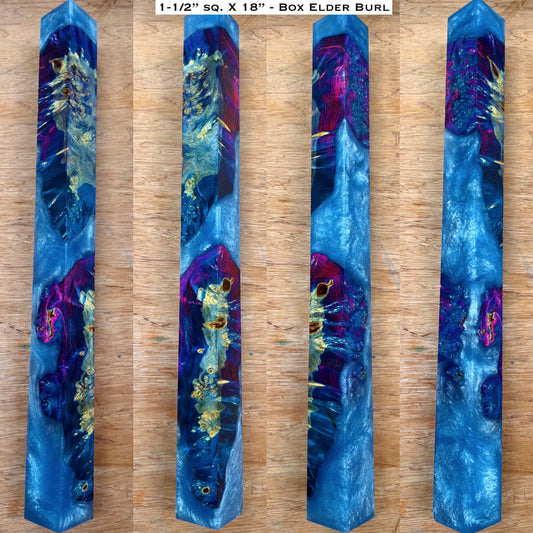 Dye Stabilized Box Elder Burl 18” Hybrid XL Call / Cue Blank