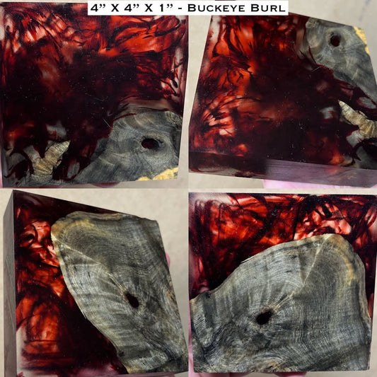 "Blood in the Water" Stabilized Buckeye Burl Hybrid Turkey Pot Call Block