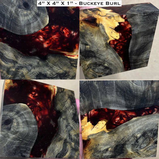"Blood in the Water" Stabilized Buckeye Burl Hybrid Turkey Pot Call Block
