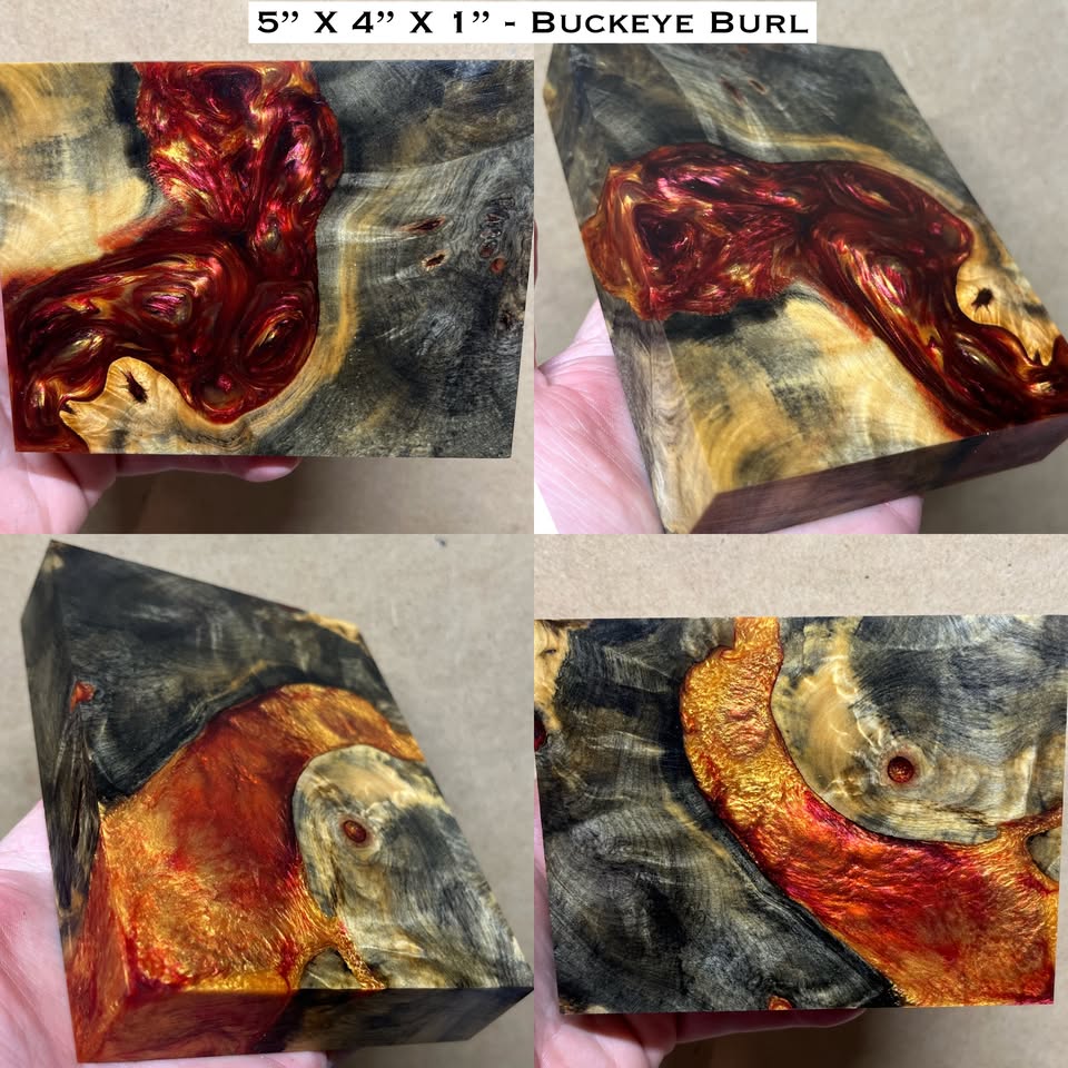 5"x4"x1" Stabilized Buckeye Burl Hybrid Turkey Pot Call / Striker Block