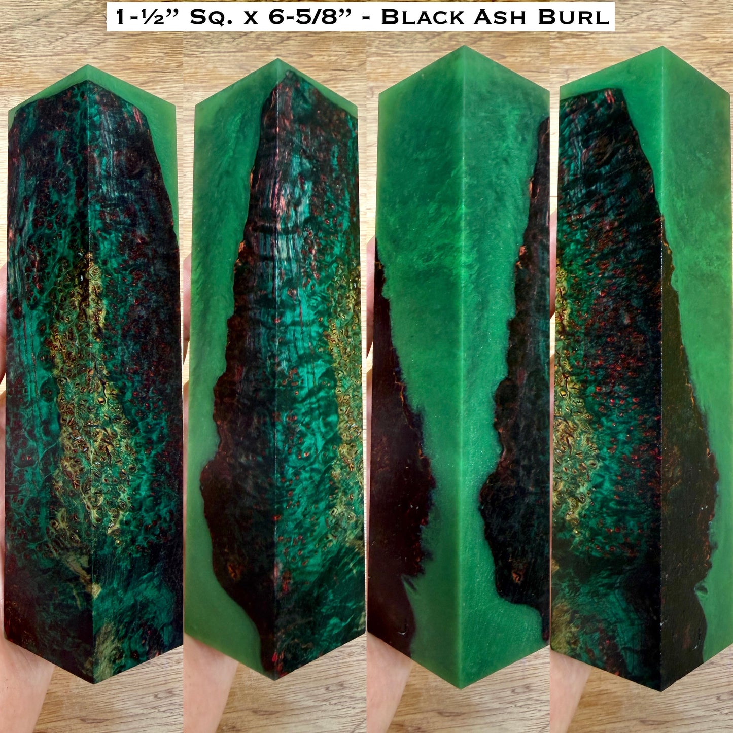Dye Stabilized Black Ash Burl 6-5/8” Hybrid Call Blank