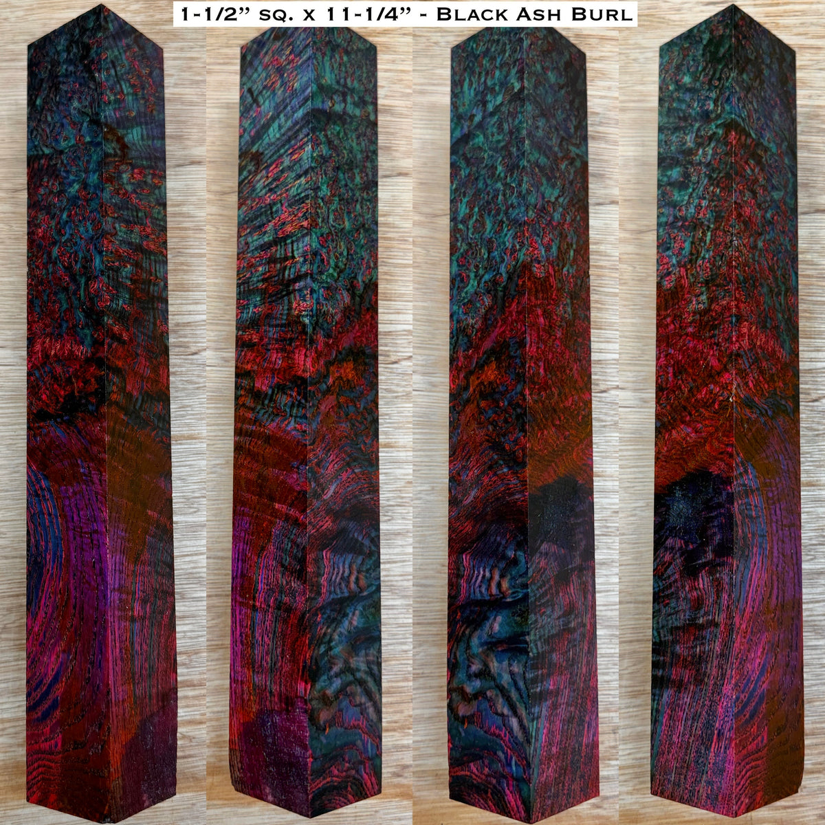 Dye Stabilized Black Ash Burl 11-1/4” Hybrid XL Call / Cue Blank