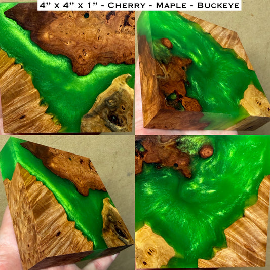 Stabilized Cherry/Maple/Buckeye Burl Hybrid Turkey Pot Call Block