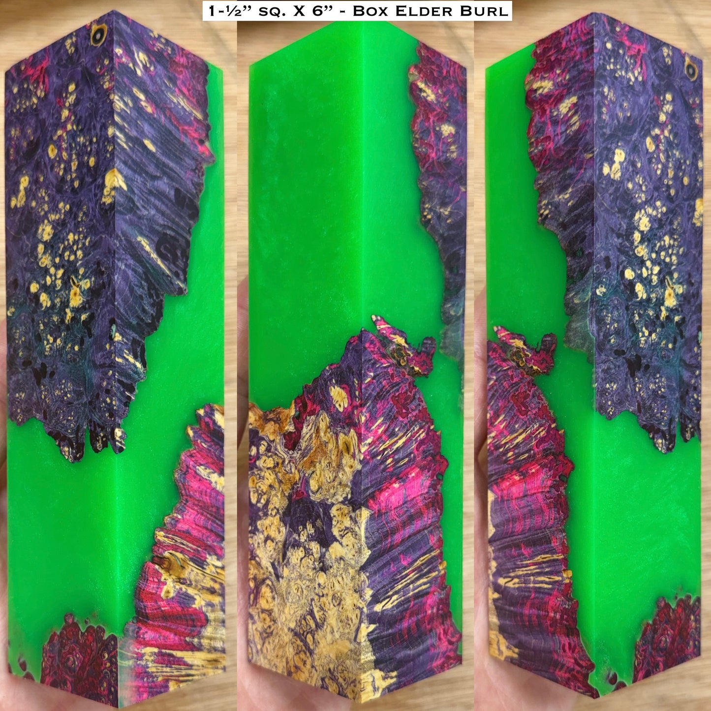 Stabilized Box Elder Burl 6” Hybrid XL Call / Cue Blank Set (SET OF 3)
