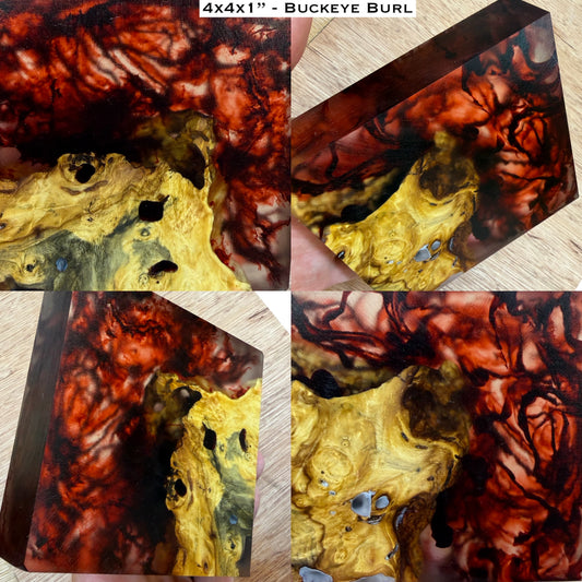 “Blood in the Water” Stabilized Buckeye Burl Hybrid Turkey Pot Call Block