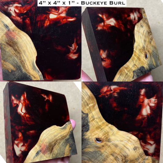 "Blood in the Water" Stabilized Buckeye Burl Hybrid Turkey Pot Call Block