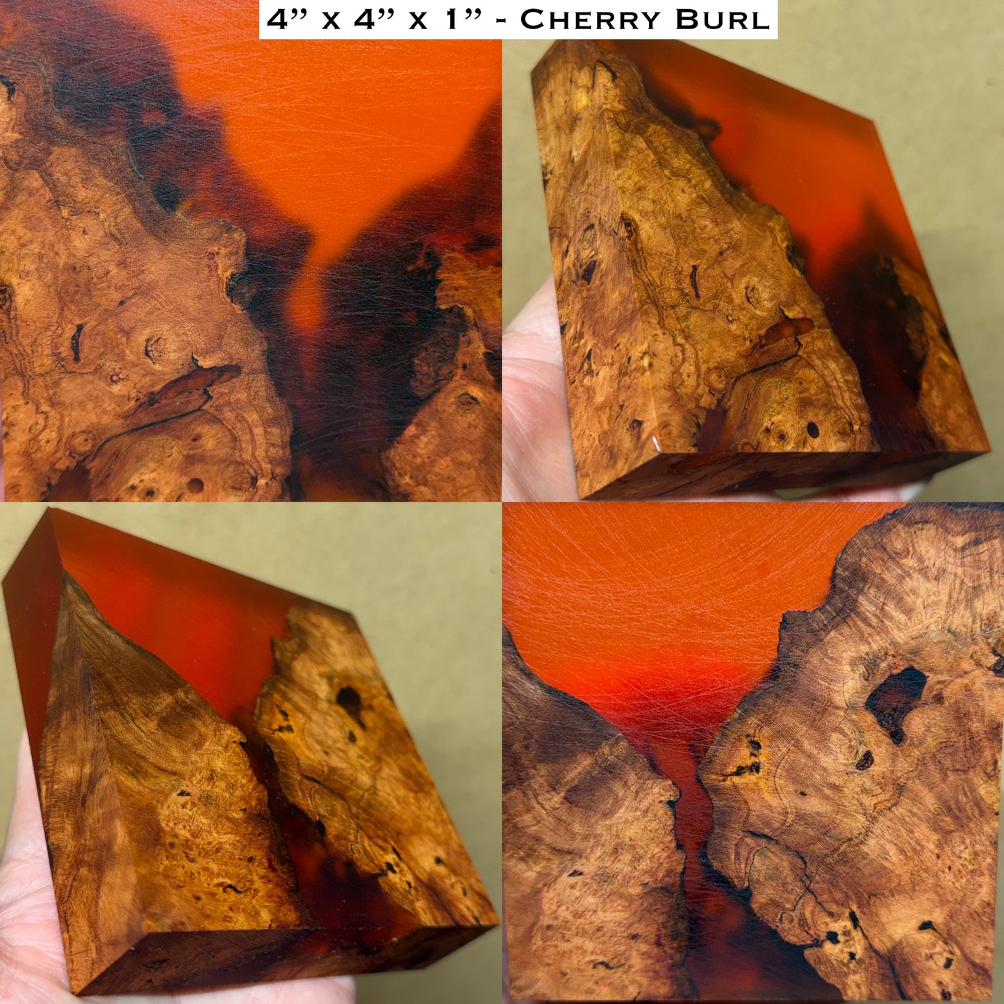 Stabilized Cherry Burl Hybrid Turkey Pot Call Block