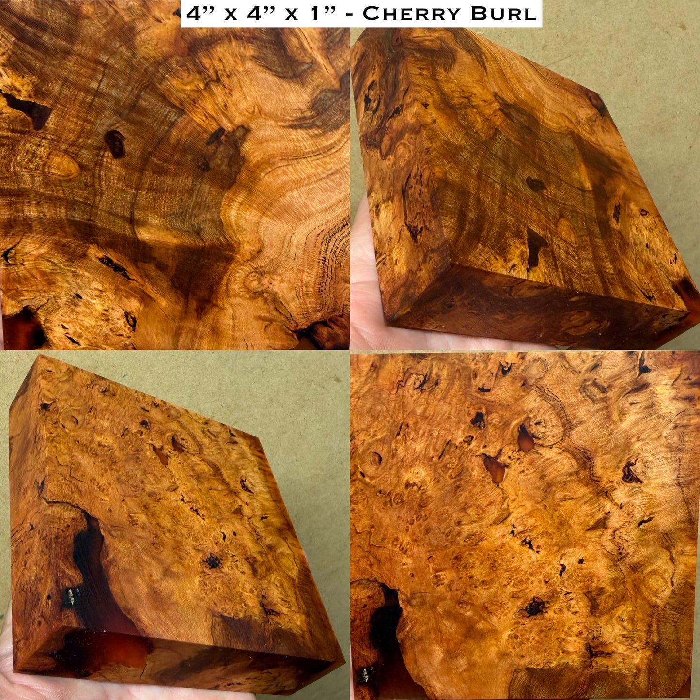 Stabilized Cherry Burl Hybrid Turkey Pot Call Block