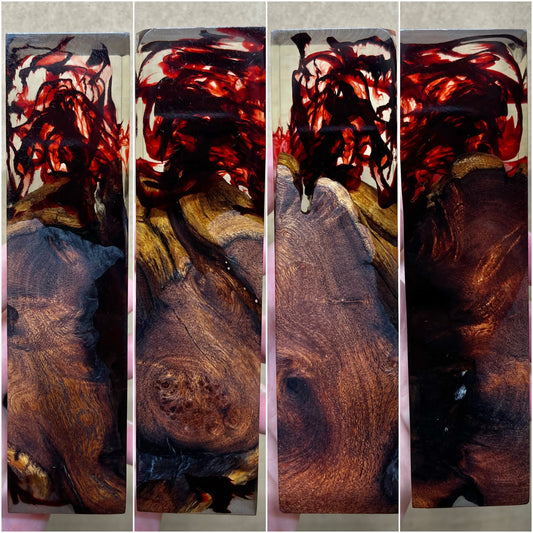 “Blood in the Water” Stabilized Mesquite Burl 6” Hybrid Duck Call / Handle Blank