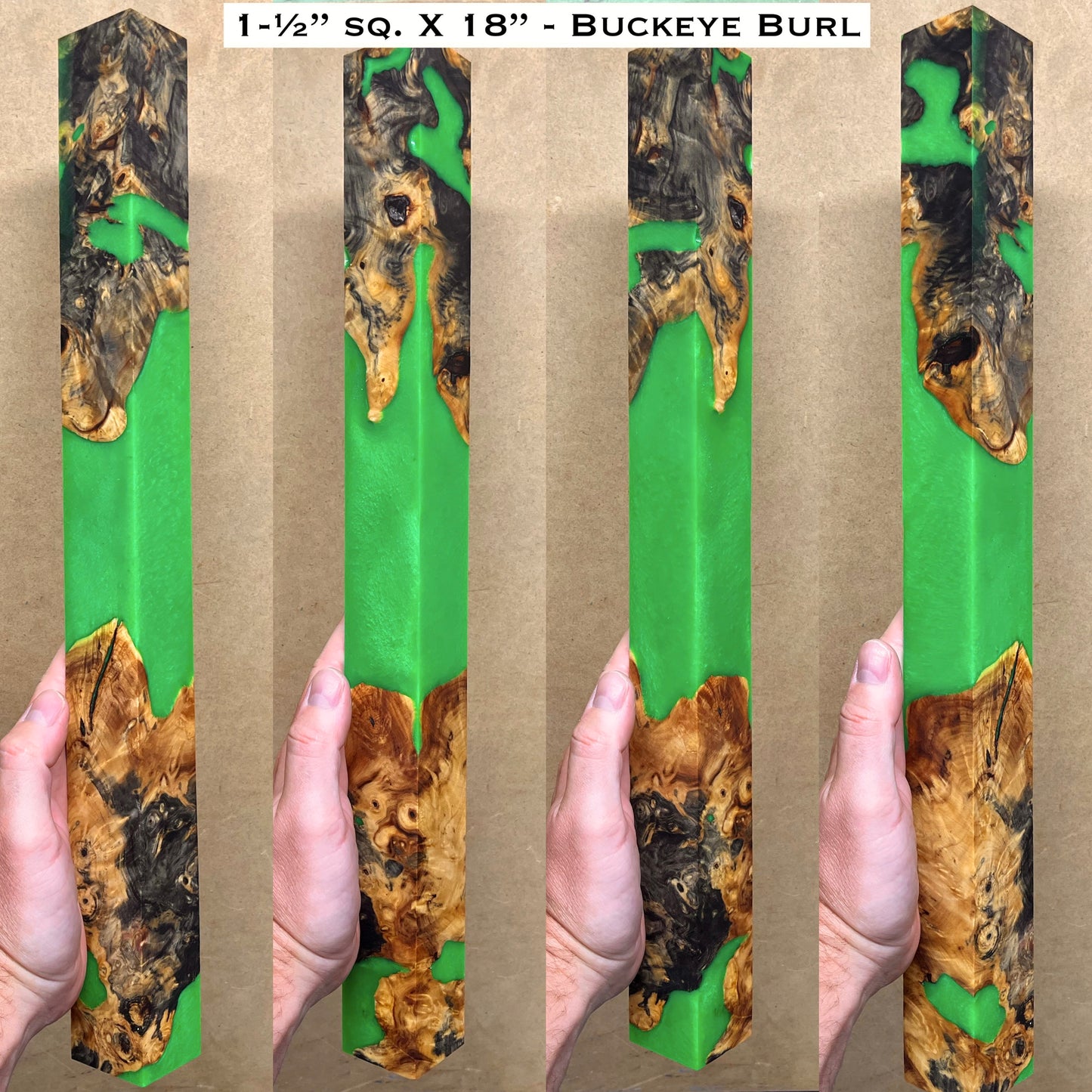 Stabilized Buckeye Burl 18” Hybrid XL Call / Cue Block