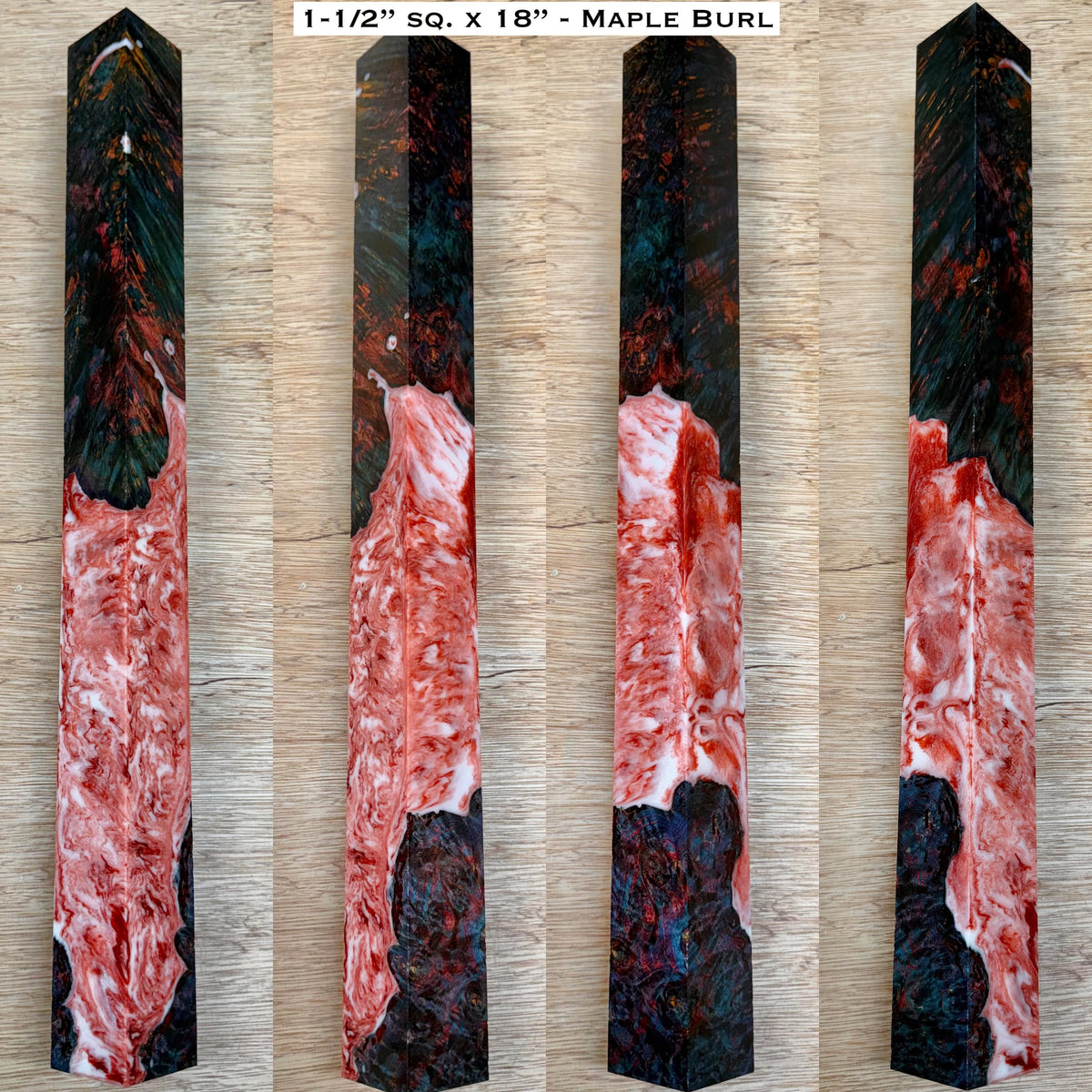 Dye Stabilized Maple Burl 18” Hybrid XL Call / Cue Blank