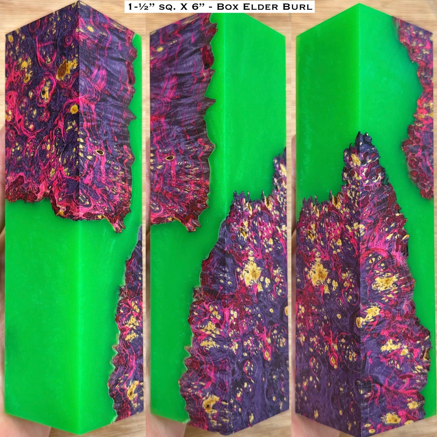 Stabilized Box Elder Burl 6” Hybrid XL Call / Cue Blank Set (SET OF 3)