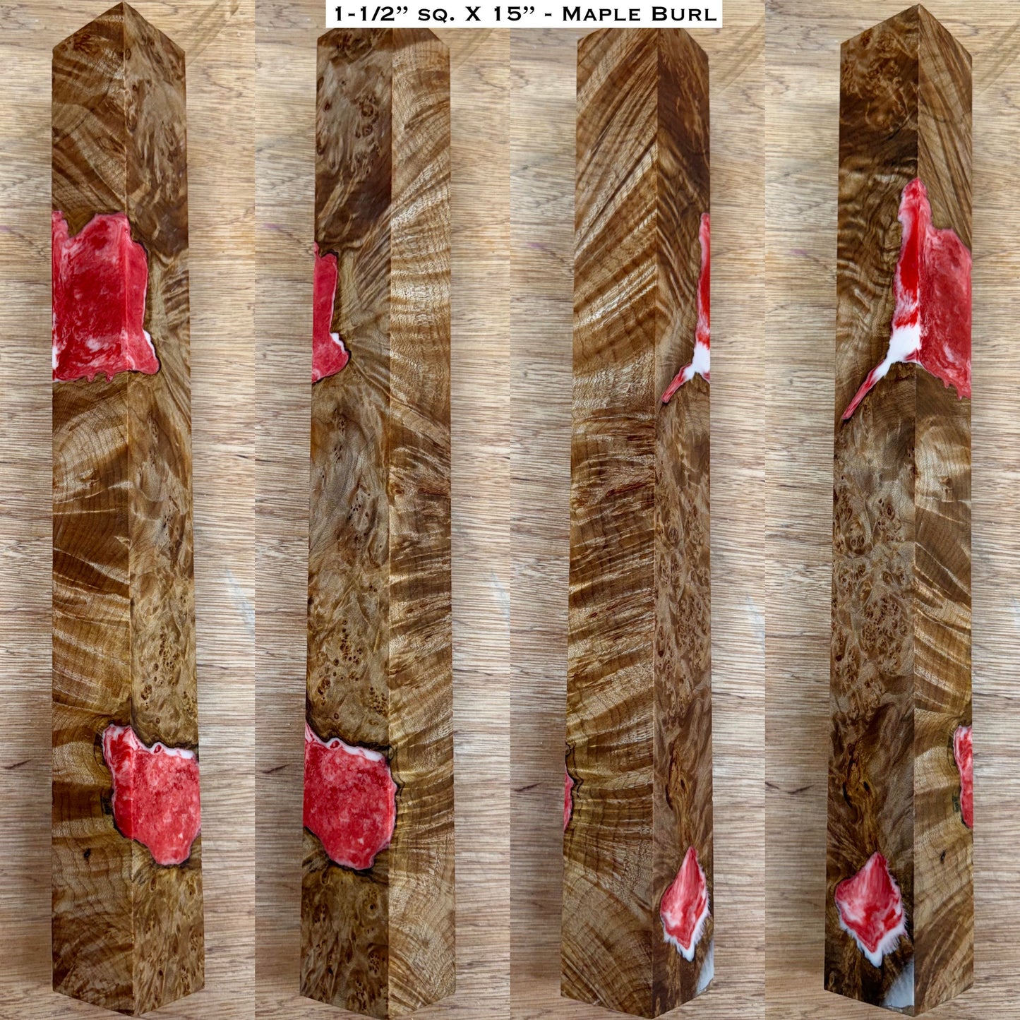 Stabilized Maple Burl 15” Hybrid XL Call / Cue Block
