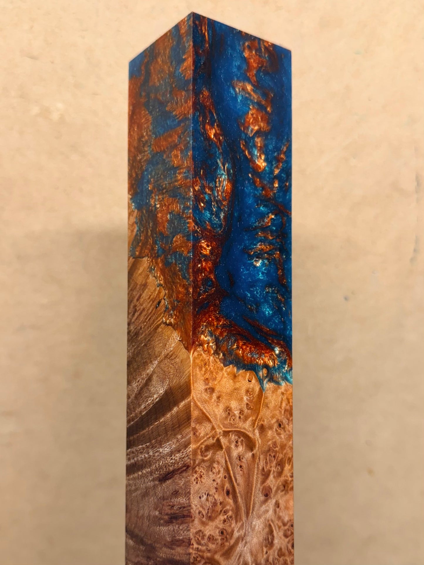 Stabilized Maple Burl 12” Hybrid XL Call / Cue Block