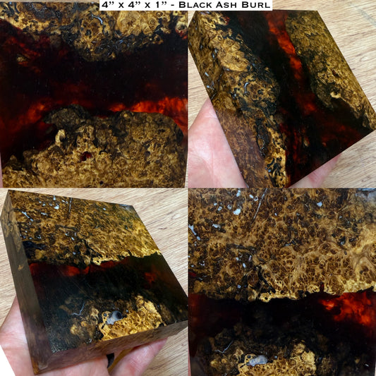 “Blood in the Water” Stabilized Black Ash Burl Hybrid Turkey Pot Call Block
