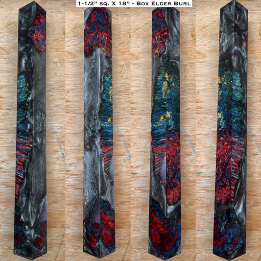 Dye Stabilized Box Elder Burl 18” Hybrid XL Call / Cue Blank