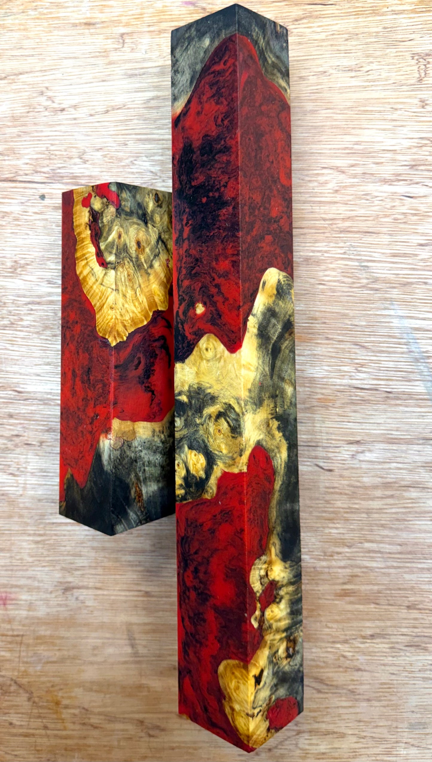 Stabilized Buckeye Burl 12” & 6” Hybrid XL Call / Cue Blank Set (SET OF 2)