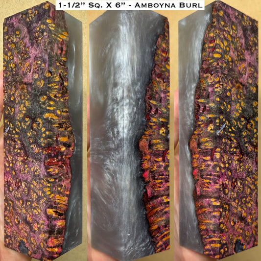 Stabilized Amboyna Burl 6” Hybrid Duck Call / Handle Blank