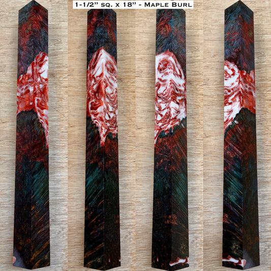 Dye Stabilized Maple Burl 18” Hybrid XL Call / Cue Blank