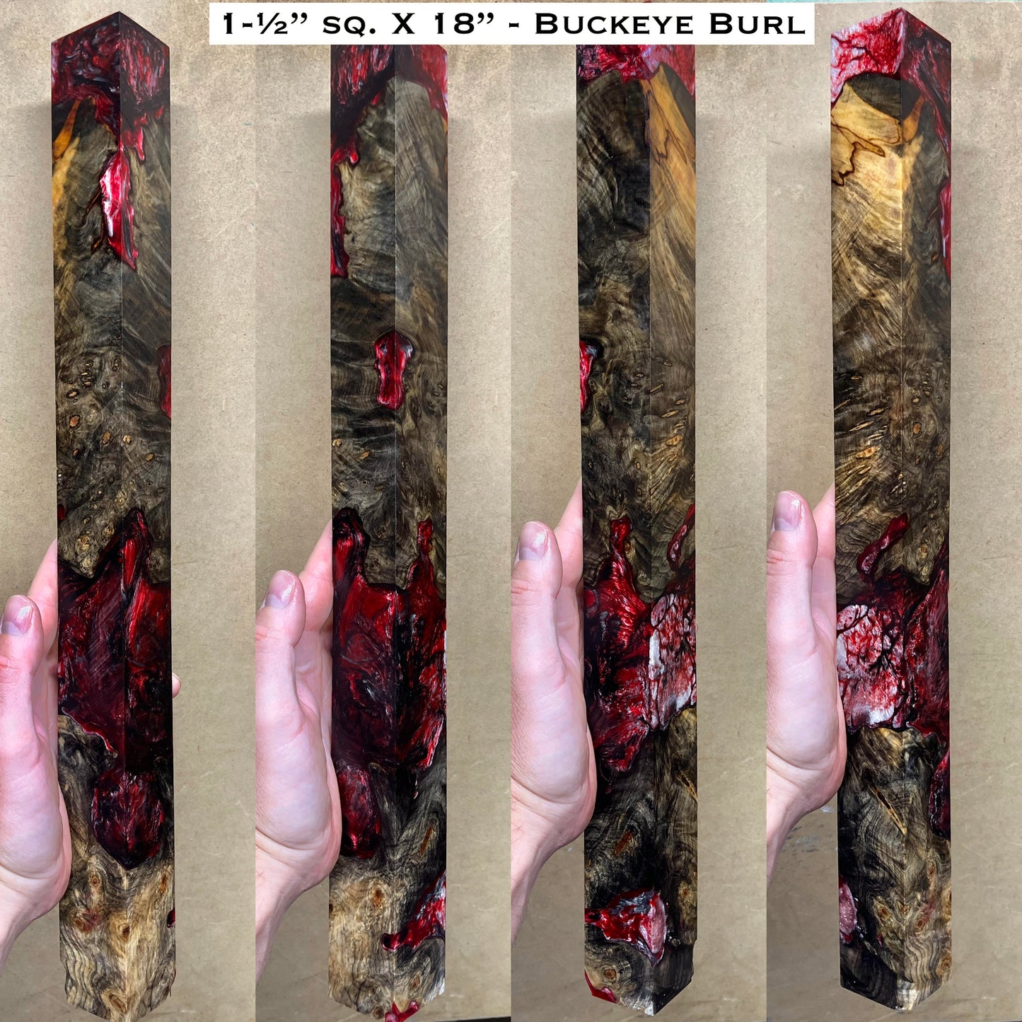 Stabilized Buckeye Burl 18” Hybrid XL Call / Cue Block